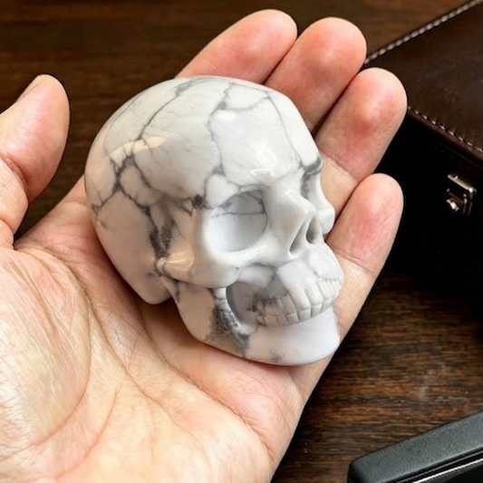 2" White Howlite Turquoise Crystal Skull – Pattern B