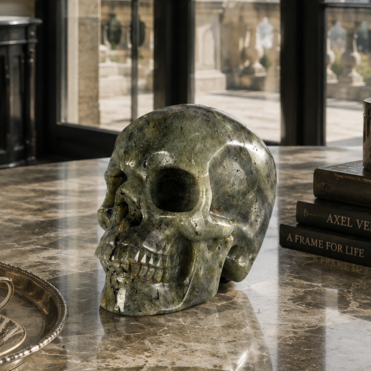 4.5 Inch Grey Labradorite Crystal Skull – Hand Carved Natural Stone