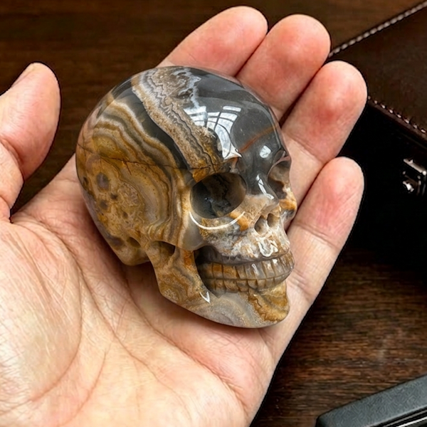 2 Inch Red Crazy Lace Agate Crystal Skull – Mini Gemstone Skull