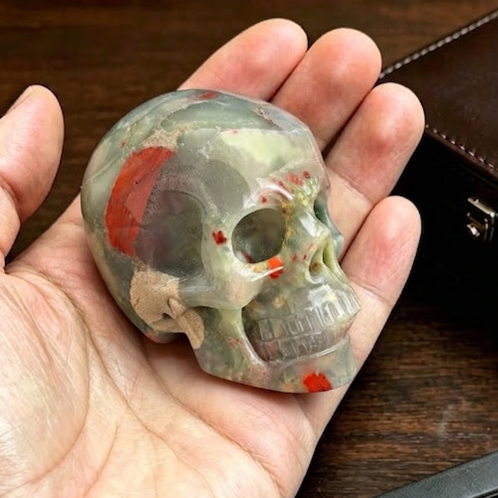 2 Inch African Bloodstone Crystal Skull – Mini Gemstone Skull