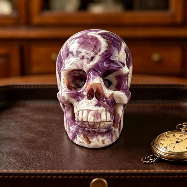 3 Inch Dream Amethyst Crystal Skull – Hand Carved Healing Stone