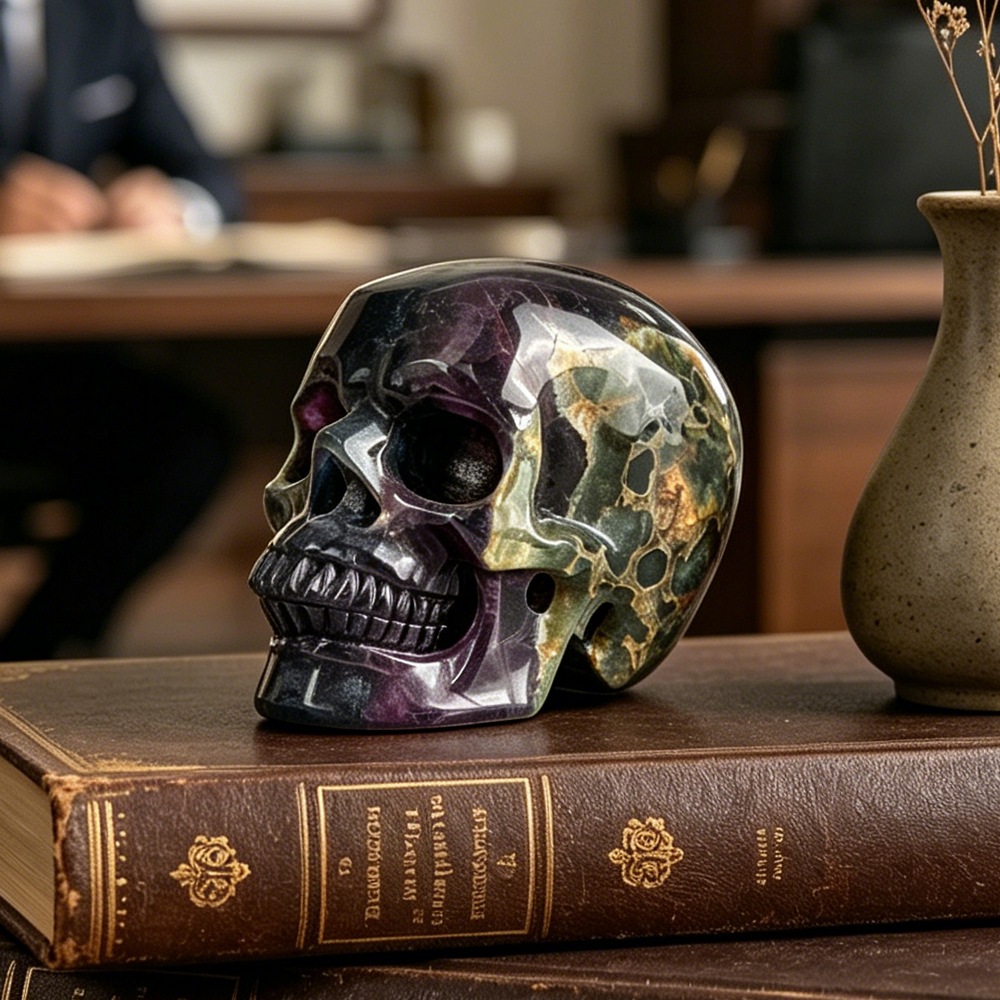 3 Inch Fluorite Crystal Skull – Hand Carved Natural Stone