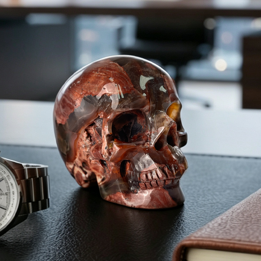 3" Volcanic Agate Crystal Skull