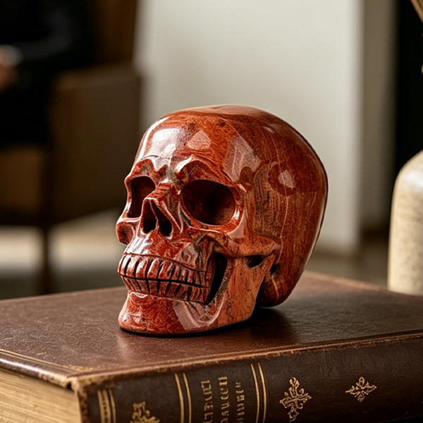 3 Inch Red Jasper Crystal Skull - Hand Carved Natural Stone
