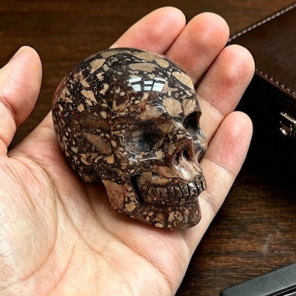 2" Brecciated Red Jasper Crystal Skull - Pattern C