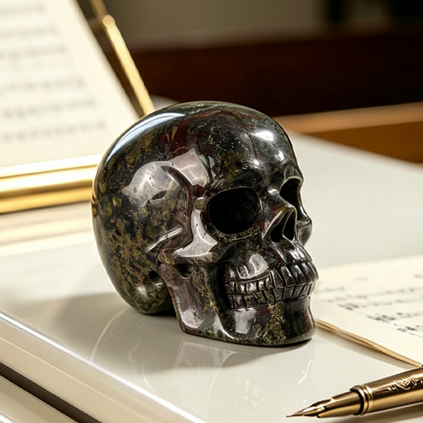 3 Inch Dragon Bloodstone Crystal Skull – Hand Carved Natural Stone