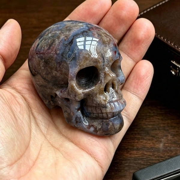 2 Inch Blue Flower Agate Crystal Skull – Mini Gemstone Skull