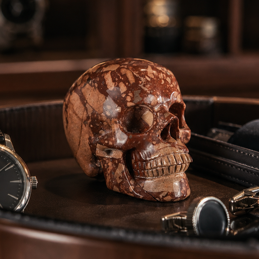 3" Brecciated Red Jasper Crystal Skull - Pattern A