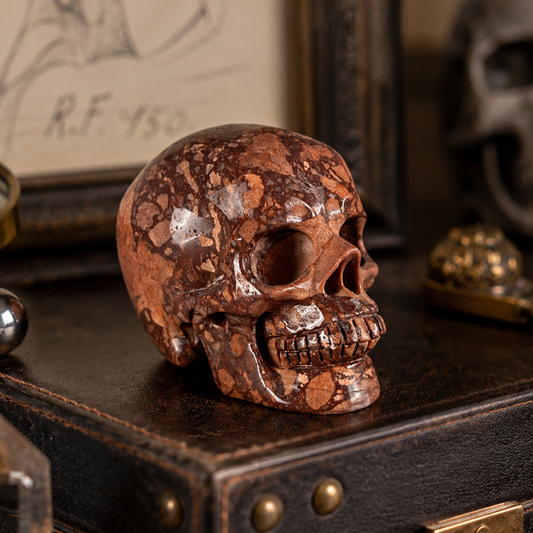 3" Brecciated Red Jasper Crystal Skull - Pattern C
