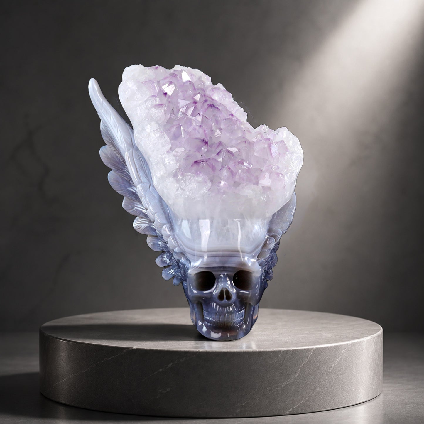 ‘Valkyrie’s Crest’ - Winged Amethyst Geode Skull · Specimen No. 24