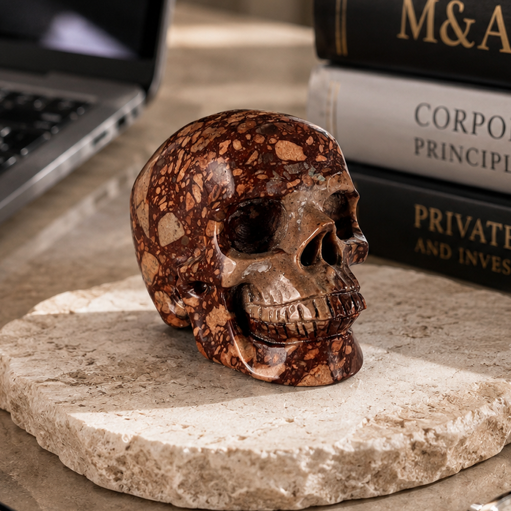 3" Brecciated Red Jasper Crystal Skull - Pattern B