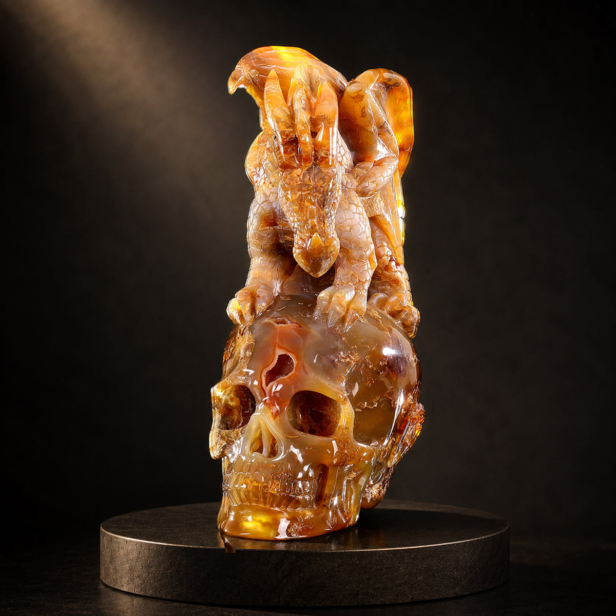 ‘The Red King’ - Hand-Carved Carnelian Chalcedony Dragon and Skull · Specimen No. 27