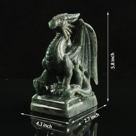 Additional view of a one-of-a-kind Labradorite winged dragon carving