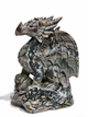 Additional view of a one-of-a-kind Nine Dragon Jade skull and winged dragon sculpture