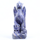 Additional view of a one-of-a-kind Sodalite skull and winged dragon sculpture