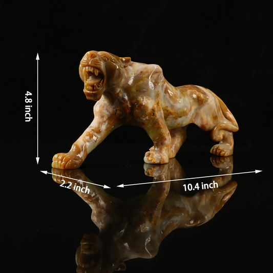 Additional view of a one-of-a-kind Yellow Chalcedony leopard carving