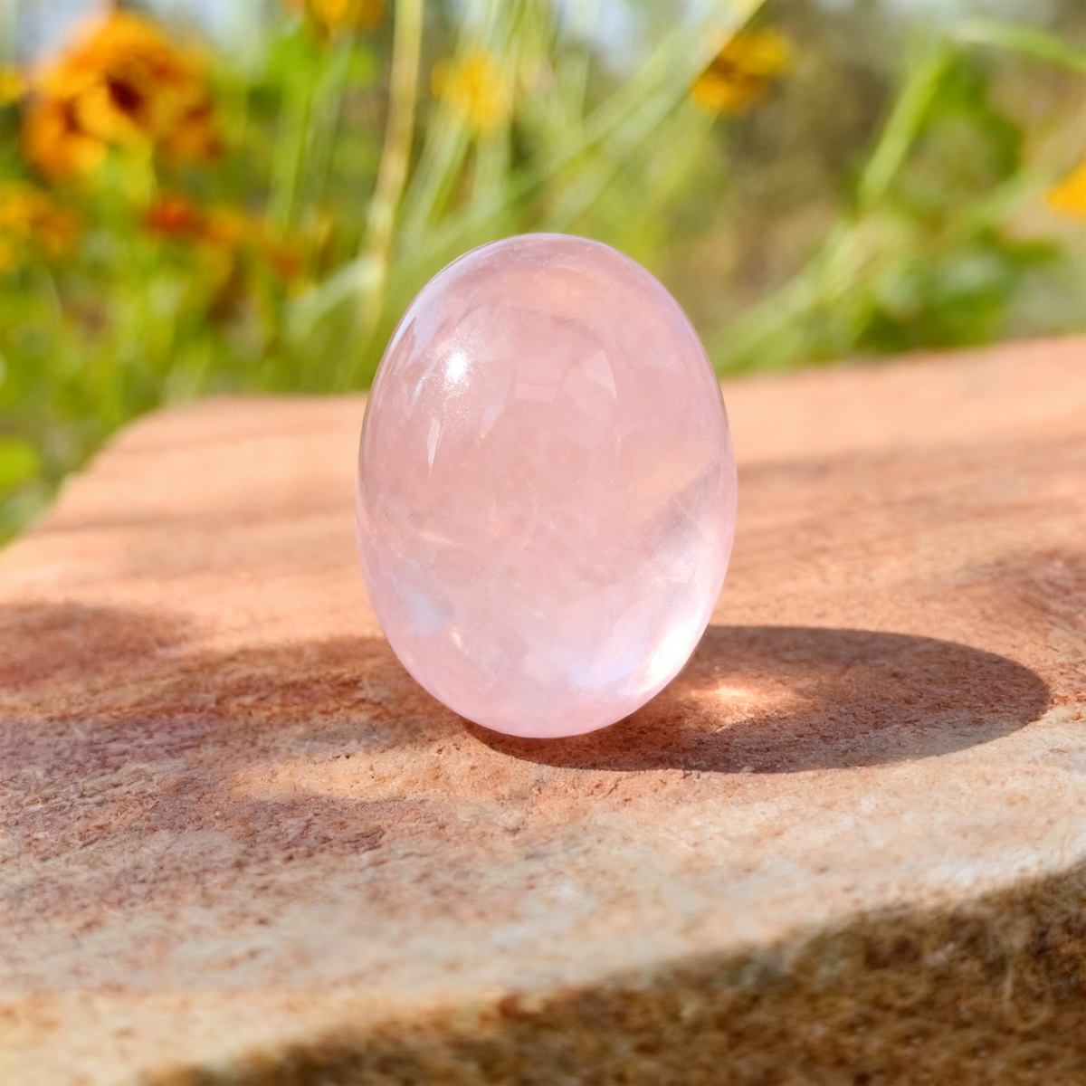 Additional view of a Rose Quartz human skull carving