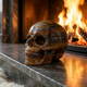 Additional view of a 3-inch Tiger Iron human skull carving