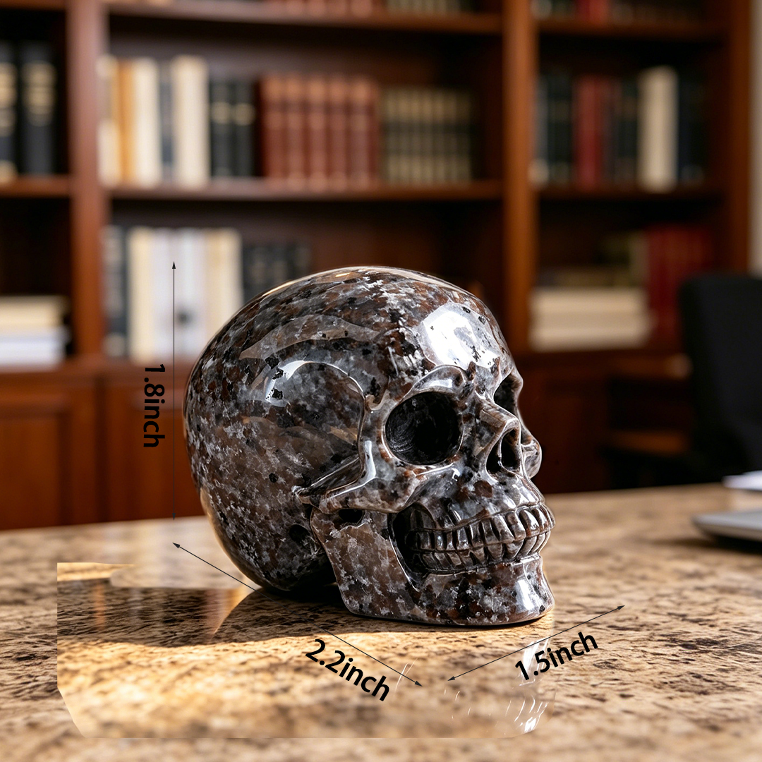 Additional view of a 2-inch Yooperlite human skull carving