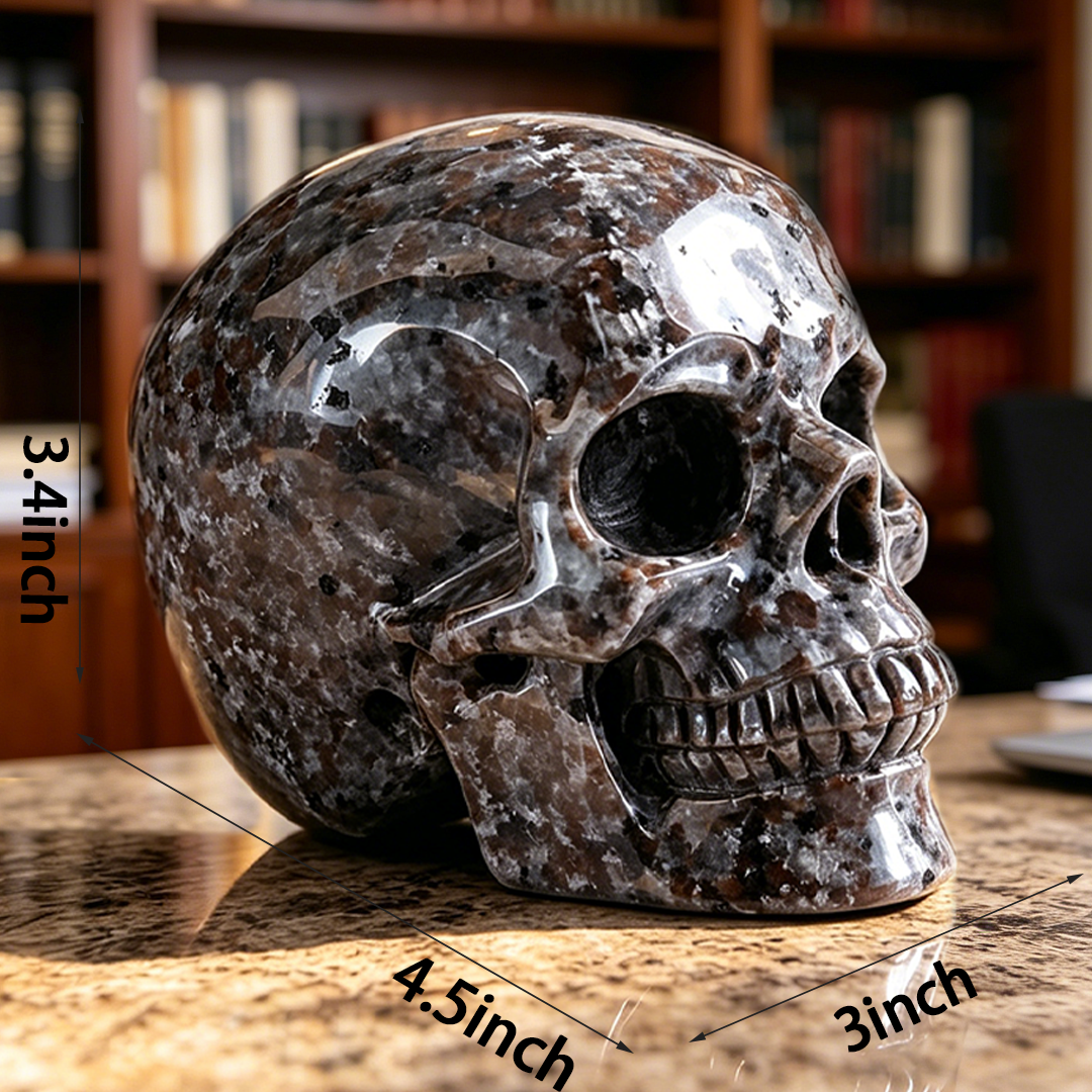 Additional view of a 4.5-inch Yooperlite human skull carving