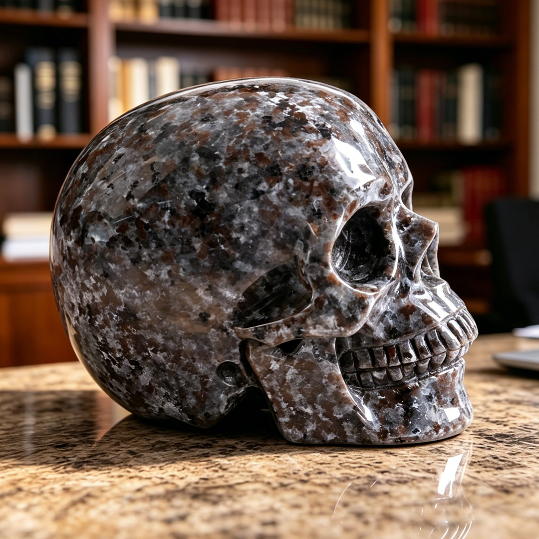 Right view of a Yooperlite human skull carving